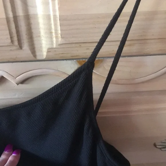 NWT | LNA | Ribbed One Shoulder Black Tank Top Size S - Picture 4 of 7